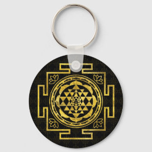 Golden Sri Yantra/Sri Chakra Sleutelhanger