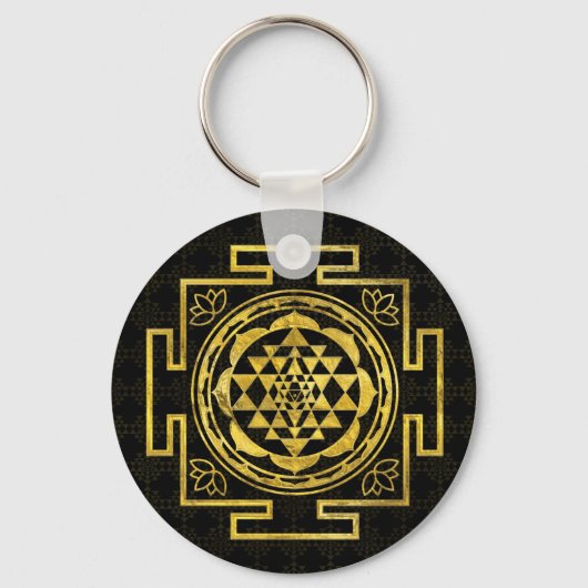 Golden Sri Yantra/Sri Chakra Sleutelhanger (Voorkant)