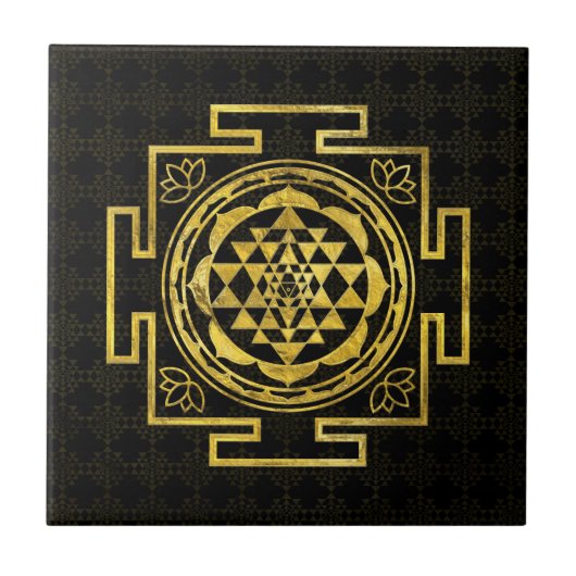 Golden Sri Yantra/Sri Chakra Tegeltje (Voorkant)