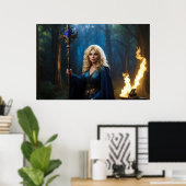 Golden Staff Sorceress van de Magic Bossen Poster (Thuiskantoor)