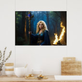 Golden Staff Sorceress van de Magic Bossen Poster (Keuken)