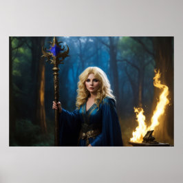 Golden Staff Sorceress van de Magic Bossen Poster