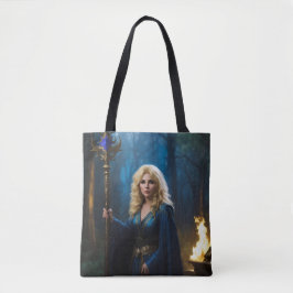 Golden Staff Sorceress van de Magic Bossen Tote Bag