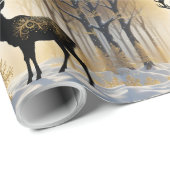 Golden Stag in the Winterlight Forest Cadeaupapier (Rol Hoek)