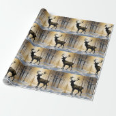 Golden Stag in the Winterlight Forest Cadeaupapier (Uitgerold)