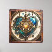 Golden Stained Glass Heart Steampunk Series Canvas Afdruk (Voorkant)
