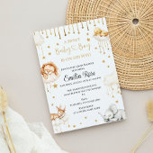 Golden Star Baby Shower Sleeping Forest Animal Kaart