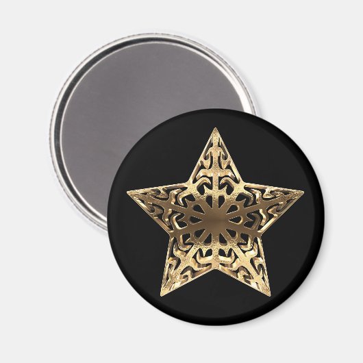 Golden Star Black en Gold Elegant Metallic Magneet (Voorkant / Achterkant)
