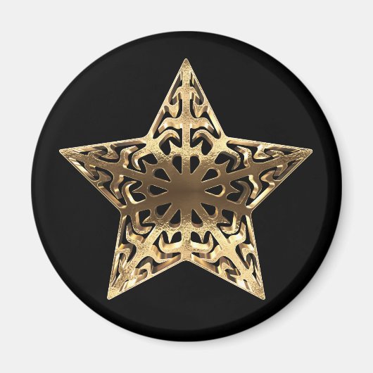 Golden Star Black en Gold Elegant Metallic Magneet (Voorkant)