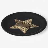 Golden Star Black en Gold Festive Elegant Papieren Bordje (Gekanteld)