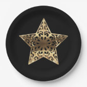 Golden Star Black en Gold Festive Elegant Papieren Bordje (Voorkant)