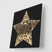 Golden Star Black en Gold look Elegant Vierkante Klok (Hoek)