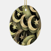 Golden Star en Crescent Keramisch Ornament (Rechts)