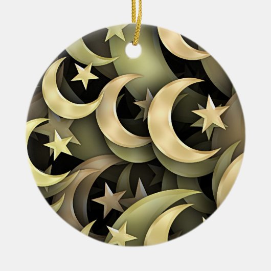 Golden Star en Crescent Keramisch Ornament (Voorkant)