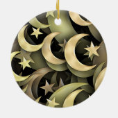 Golden Star en Crescent Keramisch Ornament (Achterkant)
