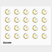 Golden Star en Crescent Ronde Sticker (Vel)