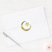 Golden Star en Crescent Ronde Sticker (Envelop)