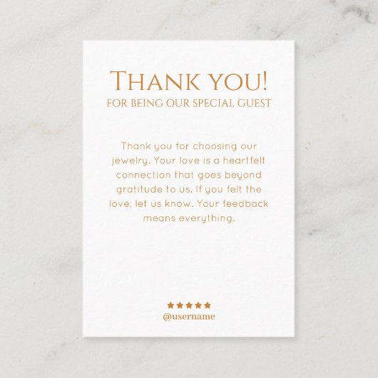 Golden Star Galaxy Sieraden Display Visitekaartje (Achterkant)