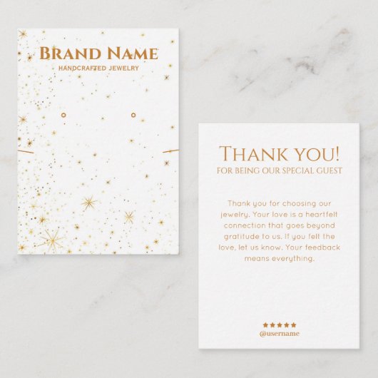 Golden Star Galaxy Sieraden Display Visitekaartje (Voorkant / Achterkant)
