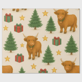 Golden Star Highland Noel Cadeaupapier