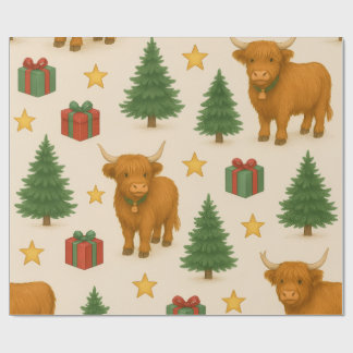 Golden Star Highland Noel Cadeaupapier