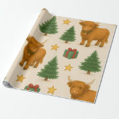 Golden Star Highland Noel Cadeaupapier (Uitgerold)