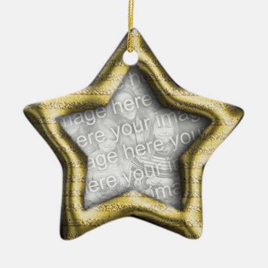Golden Star Holiday Photo Lijst Ornament (Voorkant)