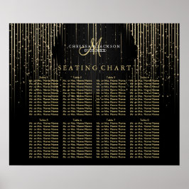 Golden Star Lights en Black - Seating Chart Poster
