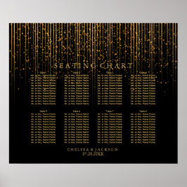 Golden Star Lights en Black - Seating Chart Poster
