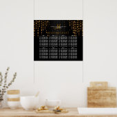  Golden Star Lights op de zwarte kaart Poster (Keuken)