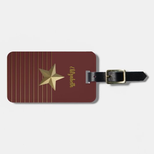 Golden Star op het Deep Red Bagagelabel (Voorkant horizontaal)