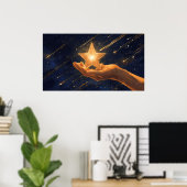 Golden Star Poster - Dromerige hemelse kunst (Thuiskantoor)