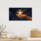 Golden Star Poster - Dromerige hemelse kunst (Keuken)