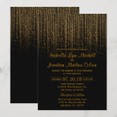 Golden Star Shower en Black Wedding Design Kaart (Voorkant / Achterkant)