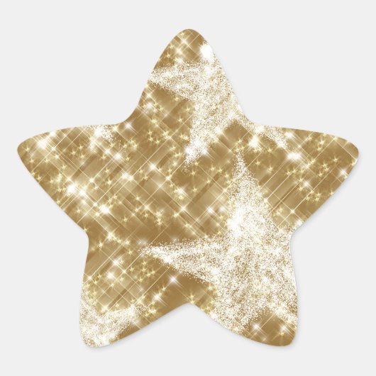 Golden Star Sparkles Kerstfeestdagen Ster Sticker (Voorkant)