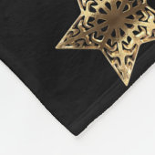 Golden Star Striped Pattern Black en Gold Fleece Deken (Hoek)