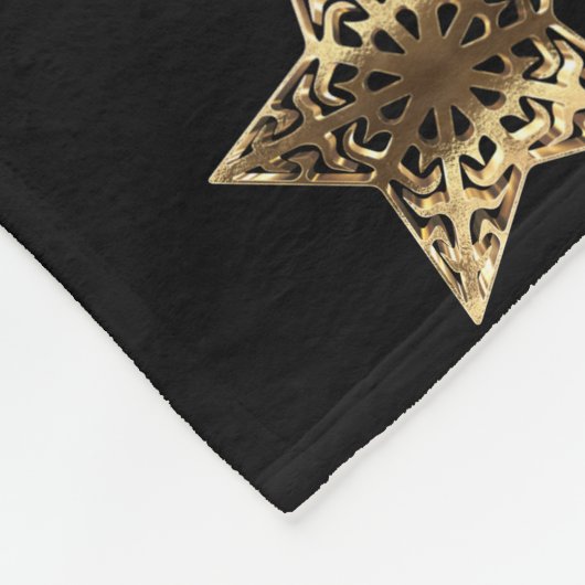 Golden Star Striped Pattern Black en Gold Fleece Deken (Hoek)