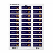 Golden Star van David Hanukkah Adresetiketten d1 Etiket (Full Sheet)