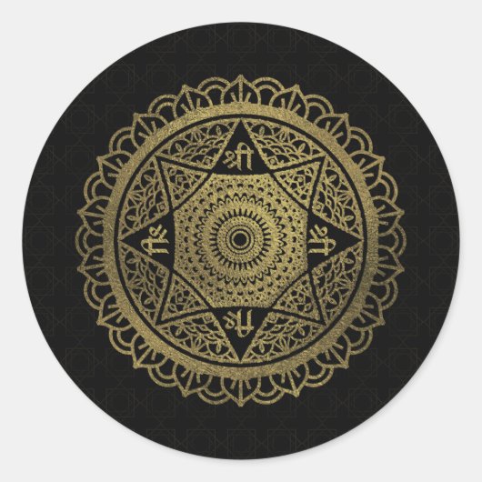 Golden Star van Lakshmi - Ashthalakshmi Sri Ronde Sticker (Voorkant)