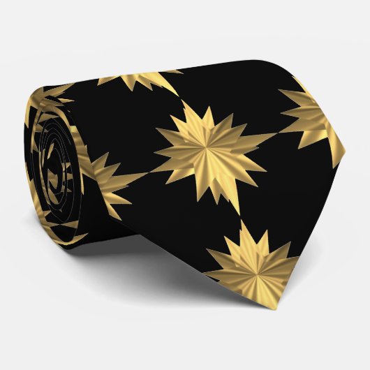 Golden Star Zwart Stropdas (Opgerold)