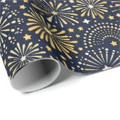 Golden Starburst Fireworks Pattern Cadeaupapier (Rol Hoek)