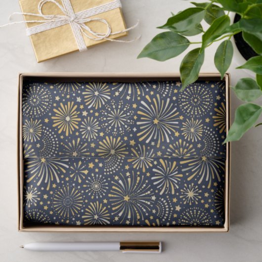Golden Starburst Fireworks Pattern Tissuepapier (Geschenk)