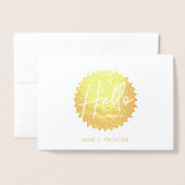 Golden Starburst: Gepersonaliseerde geboorteaankon Folie Kaarten (Voorkant met envelop)