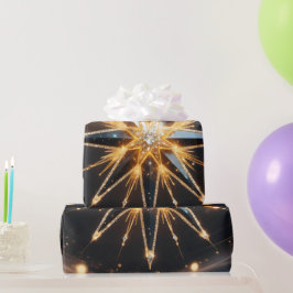 Golden Starburst Glow Holiday Gift Wrap Cadeaupapier