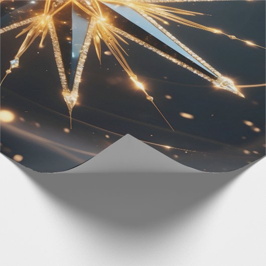 Golden Starburst Glow Holiday Gift Wrap Cadeaupapier (Hoek)