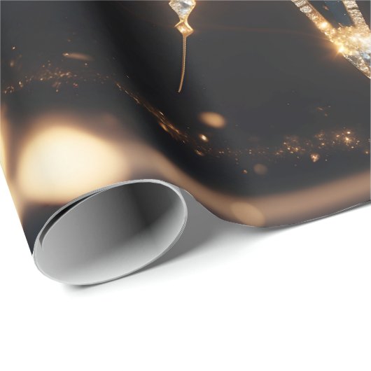 Golden Starburst Glow Holiday Gift Wrap Cadeaupapier (Rol Hoek)