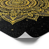 Golden Starburst Mandala on Black Poster (Hoek)