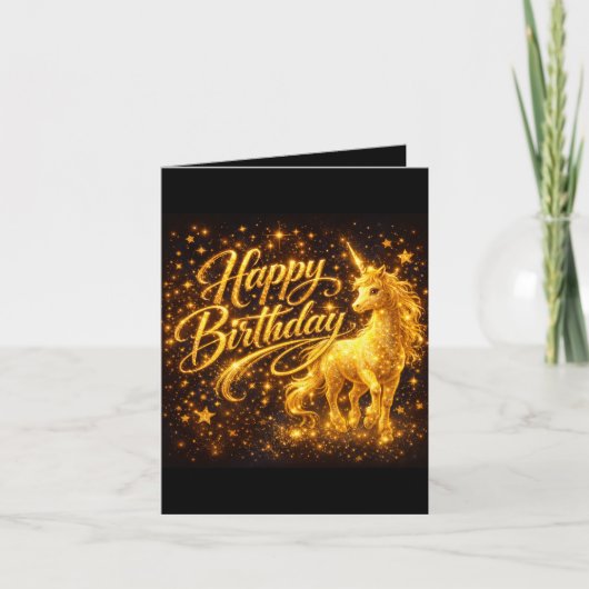 Golden Stardust Birthday — Fantasy Unicorn  (Voorkant)