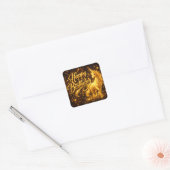 Golden Stardust Birthday — Fantasy Unicorn Vierkante Sticker (Envelop)