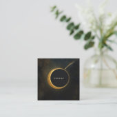Golden Stardust Eclipse Celestial Wedding Details Vierkante Visitekaartje (Staand voorkant)